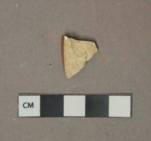 Red and white lead glazed earthenware vessel fragments, white paste, possible machine-turned slipware fragment