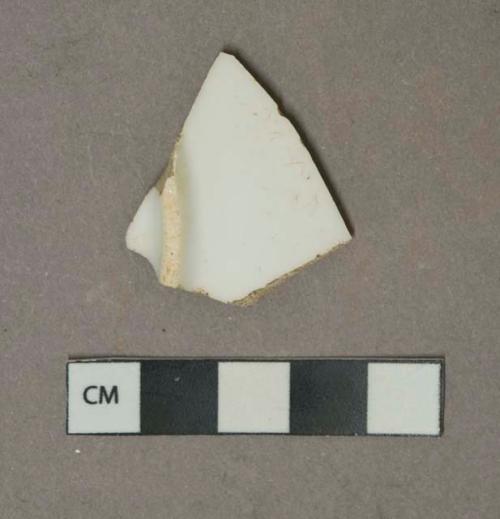 White undecorated ironstone vessel base fragment, white paste