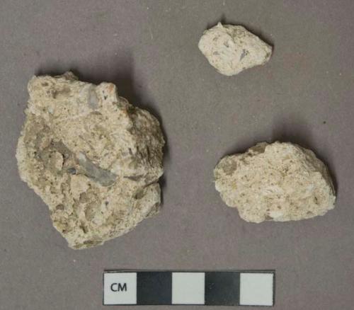 White mortar fragments, large shell inclusions