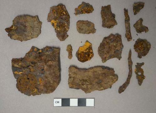 Unidentified ferrous metal fragments, heavily corroded