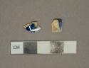 Blue on white transferprinted whiteware vessel body fragments, white paste
