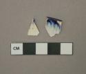 Blue on white shell-edged pearlware vessel rim fragments, white paste