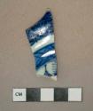 Blue on white handpainted Chinese trade porcelain vessel fragment, full profile, white paste, likely plate or saucer