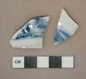 Blue on white handpainted porcelain vessel body fragments, white paste