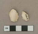 White undecorated kaolin pipe bowl fragments, 1 burned