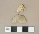 Polychrome handpainted whiteware vessel body fragments, white paste