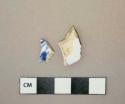 Blue on white transferprinted pearlware vessel body fragments, white paste