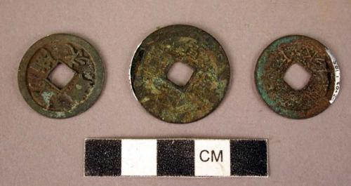 Metal coins, inscribed