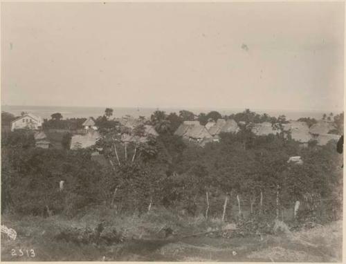 View of thatch-roofed building from afar