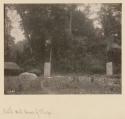 Northwest corner of Plaza of George Gordon's camp, with view of Stelae A, B, and Sculpture B