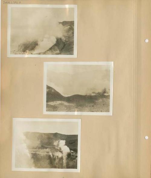 Eruption of Volcano San Miguel in progress, seen from side of caldera