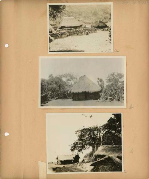 Thatched-roof buildings surrounded by trees