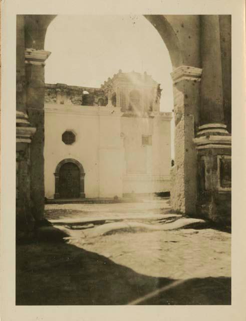 Cathedral seen through arches