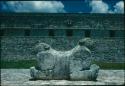 Uxmal, two-headed animal statue in front of House of the Governor