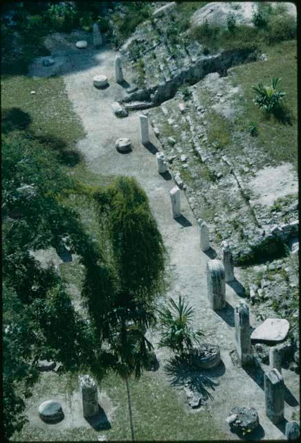 Tikal, Stela on Plaza from top of Temple I