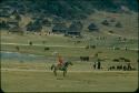 Trudi Blom arriving on horseback at Chamula