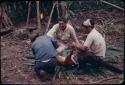 Skinning brocket deer