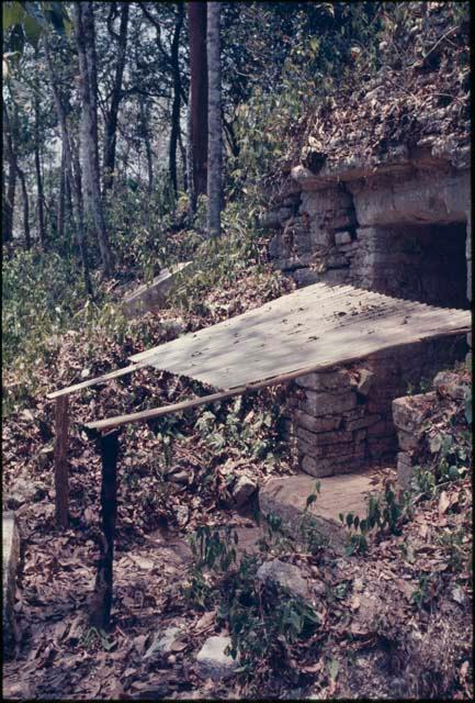 Yaxchilan, Structure 44. left doorway,  with step protected