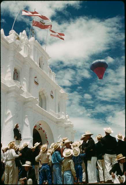 Ascent of hot-air ballon during fiesta