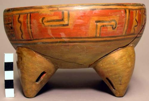 Wooden model of four-legged polychrome bowl