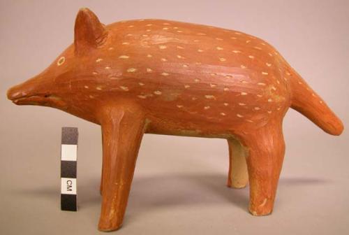 Ceramic redware incised pig or anteater figurine