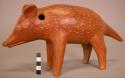 Ceramic redware incised pig or anteater figurine