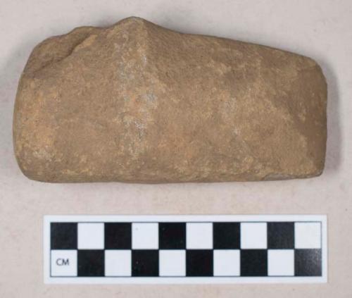 Ground stone, grooved axe with flat base