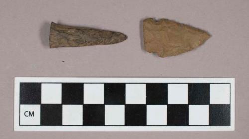 Chipped stone, side-notched biface and perforator fragment