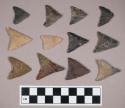 Chipped stone, concave base, triangular bifaces