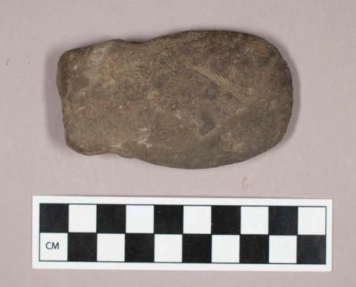 Ground stone, grooved axe with flat end