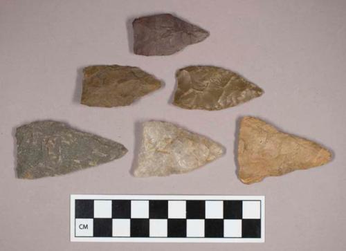 Chipped stone, triangular and lanceolate bifaces