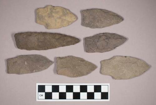 Chipped stone, stemmed and lanceolate bifaces