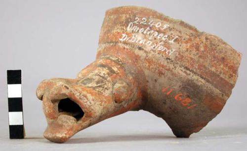 Fragment, of Vase, grotesque face, rattle