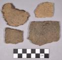 Ceramic, earthenware rim and body sherds, undecorated, impressed, and dentate; includes grit-tempered sherds