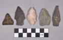Chipped stone, lanceolate, triangular, and stemmed projectile points and perforators, drills