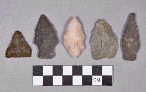 Chipped stone, lanceolate, triangular, and stemmed projectile points and perforators, drills