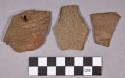Ceramic, earthenware body sherds, undecorated, impressed, incised, and dentate; one perforated sherd