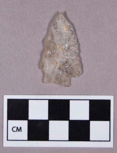 Chipped stone, projectile point, corner-notched, quartz