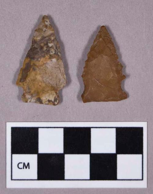 Chipped stone, projectile points, stemmed and side-notched