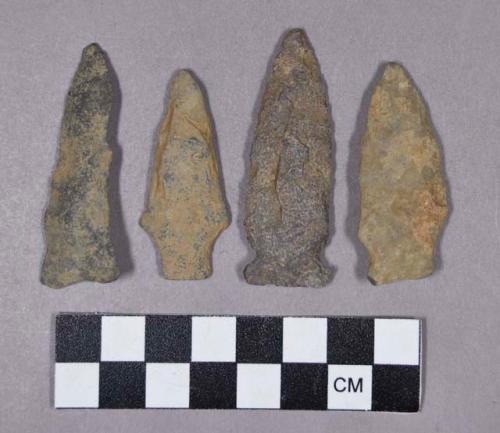 Chipped stone, projectile points, includes side-notched and stemmed