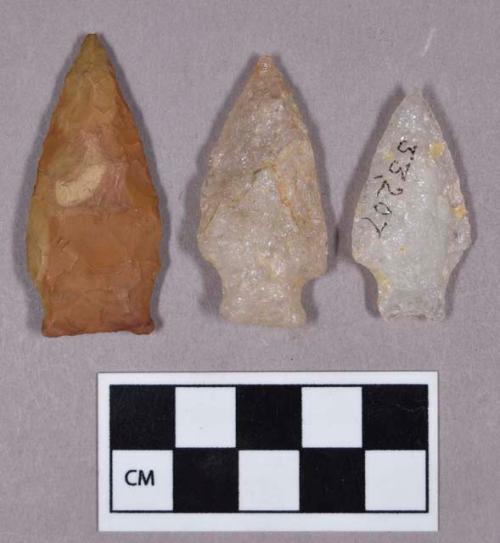 Chipped stone, projectile points, stemmed, includes quartz