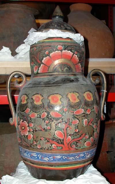 Modern decorated vase and cover