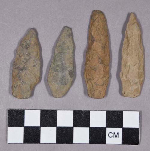 Chipped stone, projectile points, stemmed and lanceolate