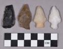 Chipped stone, projectile points, stemmed and bifurcate base, and one edged tool, scraper