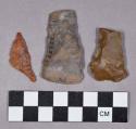 Chipped stone, perforators, biface, and projectile points, includes fragments and basal-notched