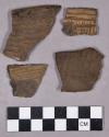 Ceramic, earthenware rim and body sherds, dentate, impressed, incised, and undecorated