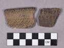 Ceramic, earthenware rim sherds, grit-tempered, dentate and incised
