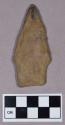 Chipped stone, projectile point, stemmed, incised design of canoe on water, and possible faded face on reverse