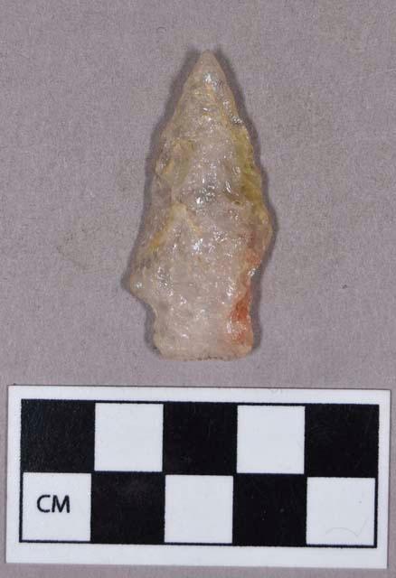 Chipped stone, projectile point, stemmed, quartz