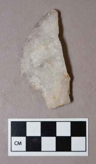 Chipped stone, stemmed biface, asymmetrical edged tool, quartz